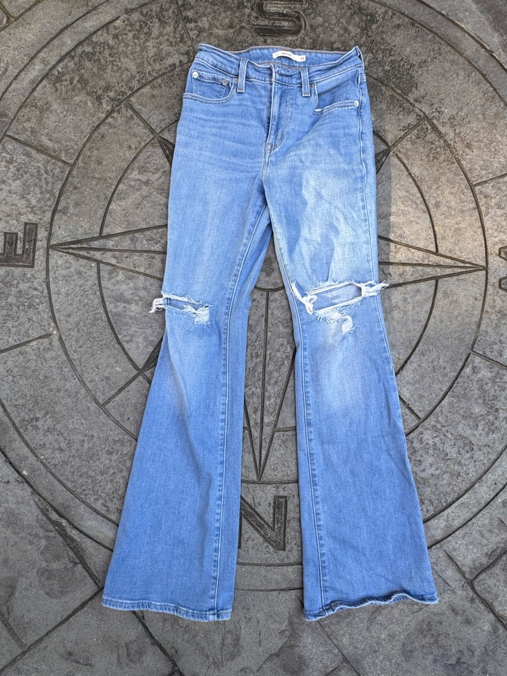 Levi's Light Blue Ripped Skinny Flare Jeans